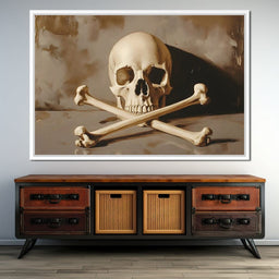 Sepia Skull And Crossbones Still - NicheCanvas