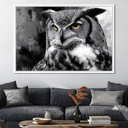 Noir Owl Golden Eyes Portrait - NicheCanvas