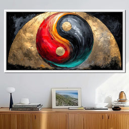 Golden Yin Yang Abstract Energy - NicheCanvas
