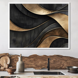 Grey and Gold Wooden Waves 002 - Johanjjf - NicheCanvas