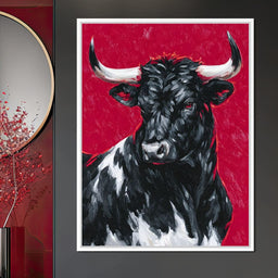 Bold Horned Bull Portrait - NicheCanvas