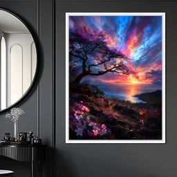 Radiant Sunset Floral Coastline - NicheCanvas