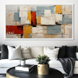 Abstract Ochre Geometry Fields - NicheCanvas