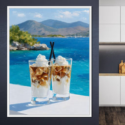 Mediterranean Iced Coffee Break Escape - NicheCanvas