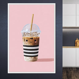 Happy Iced Latte Pop Minimalism - NicheCanvas