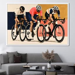 Three Cyclists Chasing The Final Bend - NicheCanvas