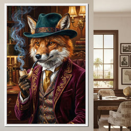 Gentleman Fox Smoking - NicheCanvas