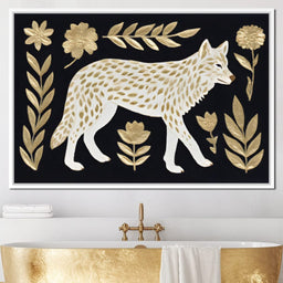 Golden Flora Wolf Night Walk - NicheCanvas