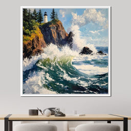 Coastal Lighthouse Wavescape - NicheCanvas