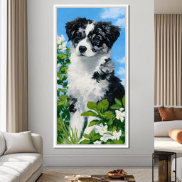 Puppy Dreams in Spring Meadows - NicheCanvas