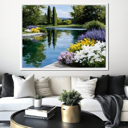 Garden Reflection Tranquil Pond - NicheCanvas