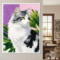 Emerald Eyed Cat Tropical Muse - NicheCanvas