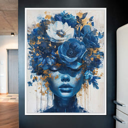 Sapphire Bloom Silhouette - NicheCanvas