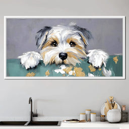 Puppy Yorkshire Eyes Peeking - NicheCanvas