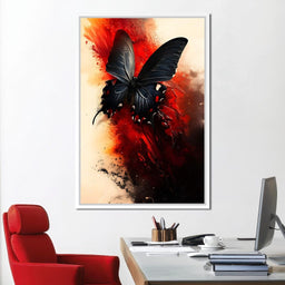 Butterfly on Fiery Backdrop - NicheCanvas