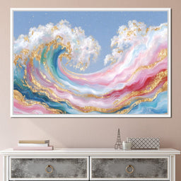 Golden Waves of Pastel Dreams - NicheCanvas