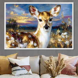 Golden Fawn Sunset Meadow - Neal Hackett - NicheCanvas