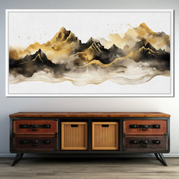 Golden Misty Peaks Panorama - NicheCanvas