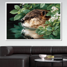 Beaver Reflection by the Lake - NicheCanvas