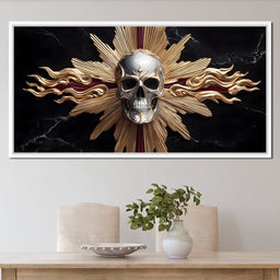 Radiant Skull of Golden Flame - NicheCanvas