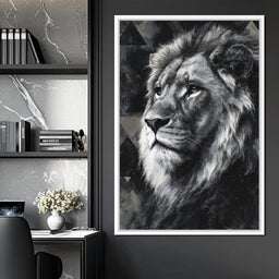 Monochrome Lion King Portrait - NicheCanvas