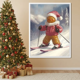 Gingerbread Skier Winter Joy - NicheCanvas