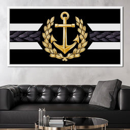 Golden Anchor Laurel Emblem - NicheCanvas