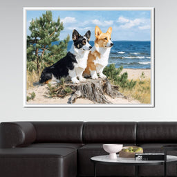 Coastal Corgi Pair Lookout - NicheCanvas