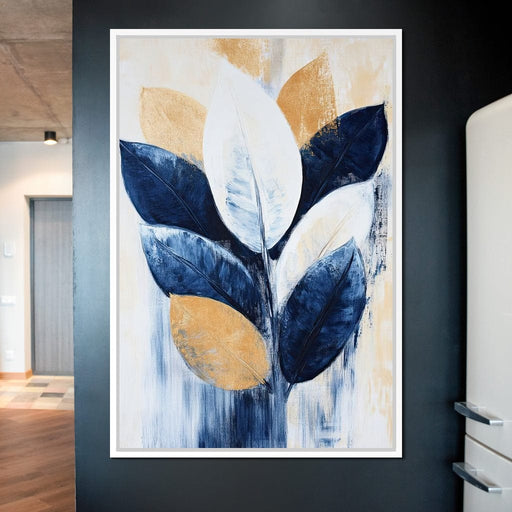 Golden Indigo Leaves Canvas Print