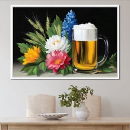Golden Brew With Blossoms - NicheCanvas