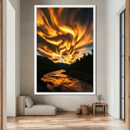Golden Skies Over River Glow - NicheCanvas