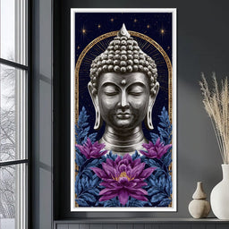 Buddha Lotus Radiance Under Stars - NicheCanvas