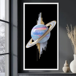 Cosmic Saturn Rings of Radiance - NicheCanvas