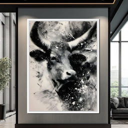 Monochrome Bull Force Unleashed - NicheCanvas