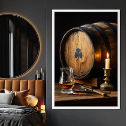 Candlelit Irish Whiskey Barrel - NicheCanvas