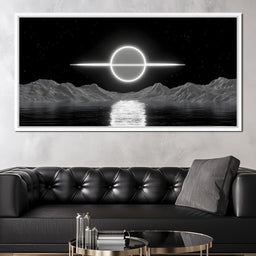 Celestial Orbit Over Silver Sea - NicheCanvas