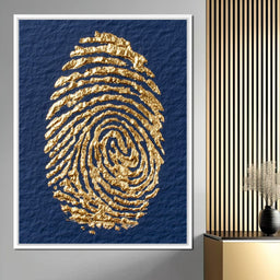 Golden Fingerprint On Navy Paper - NicheCanvas