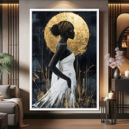 Golden Halo Grace Silhouette - NicheCanvas