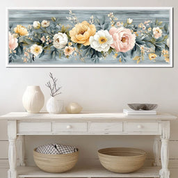 Floral Harmony on Weathered Wood - NicheCanvas