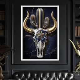 Golden Horn Desert Totem Skull - NicheCanvas