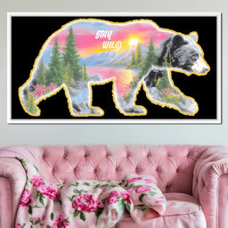 Bear Silhouette Mountain Sunset - NicheCanvas