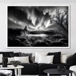 Monochrome Celestial Night's Embrace - NicheCanvas