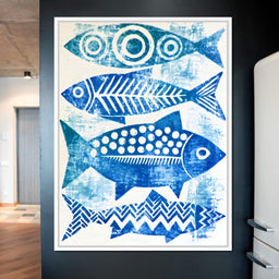 Four Geometric Marine Forms Swimming Together - NicheCanvas