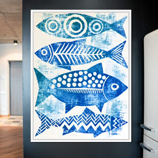 Four Geometric Marine Forms Swimming Together Canvas Print