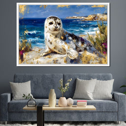 Coastal Seal Gold Brushed Sea - Neal Hackett - NicheCanvas