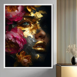Golden Petal Portrait Radiance - NicheCanvas