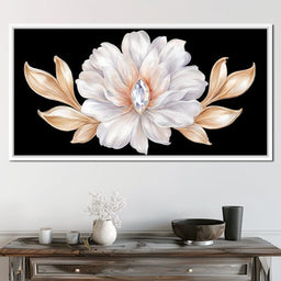 Diamond Heart Golden Peony Flair - NicheCanvas