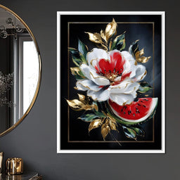 Golden Petals and Melon Muse - NicheCanvas