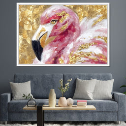 Gilded Flamingo Portrait - NicheCanvas