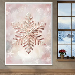 Rose Glimmer Snowflake Elegance - NicheCanvas